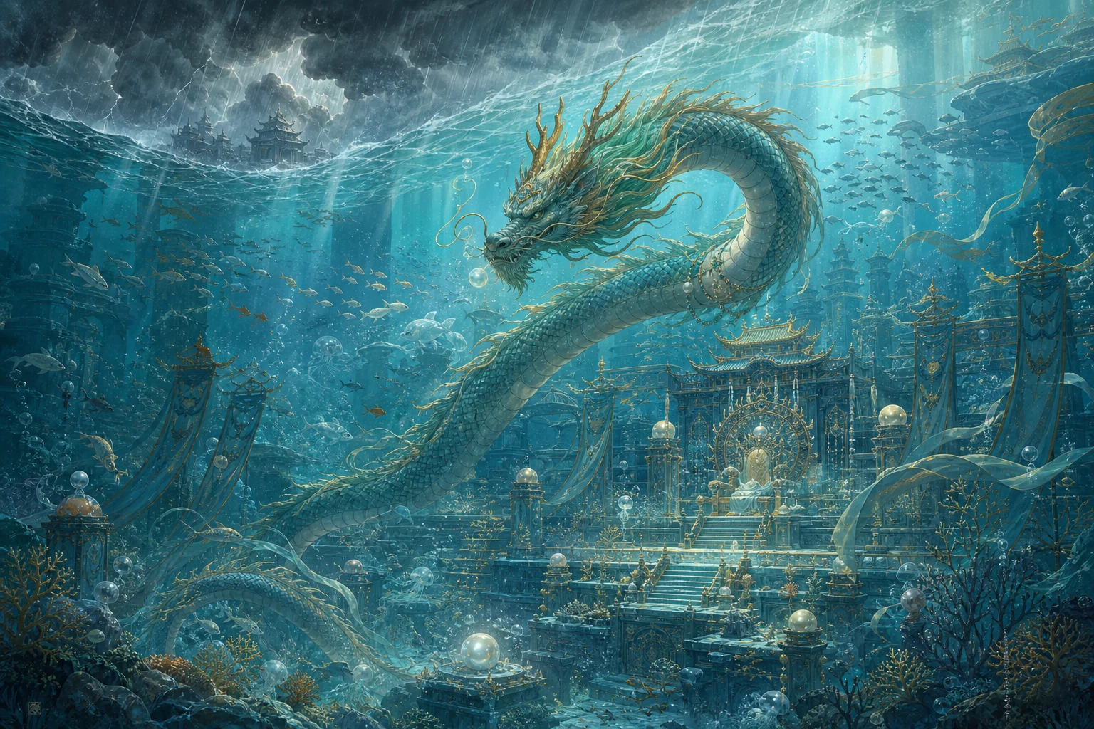 The Dragon Kings in an undersea court